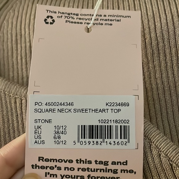 Missguided Nude Ribbed Sweetheart Neckline Sweater, size 6-8 - Picture 4 of 4